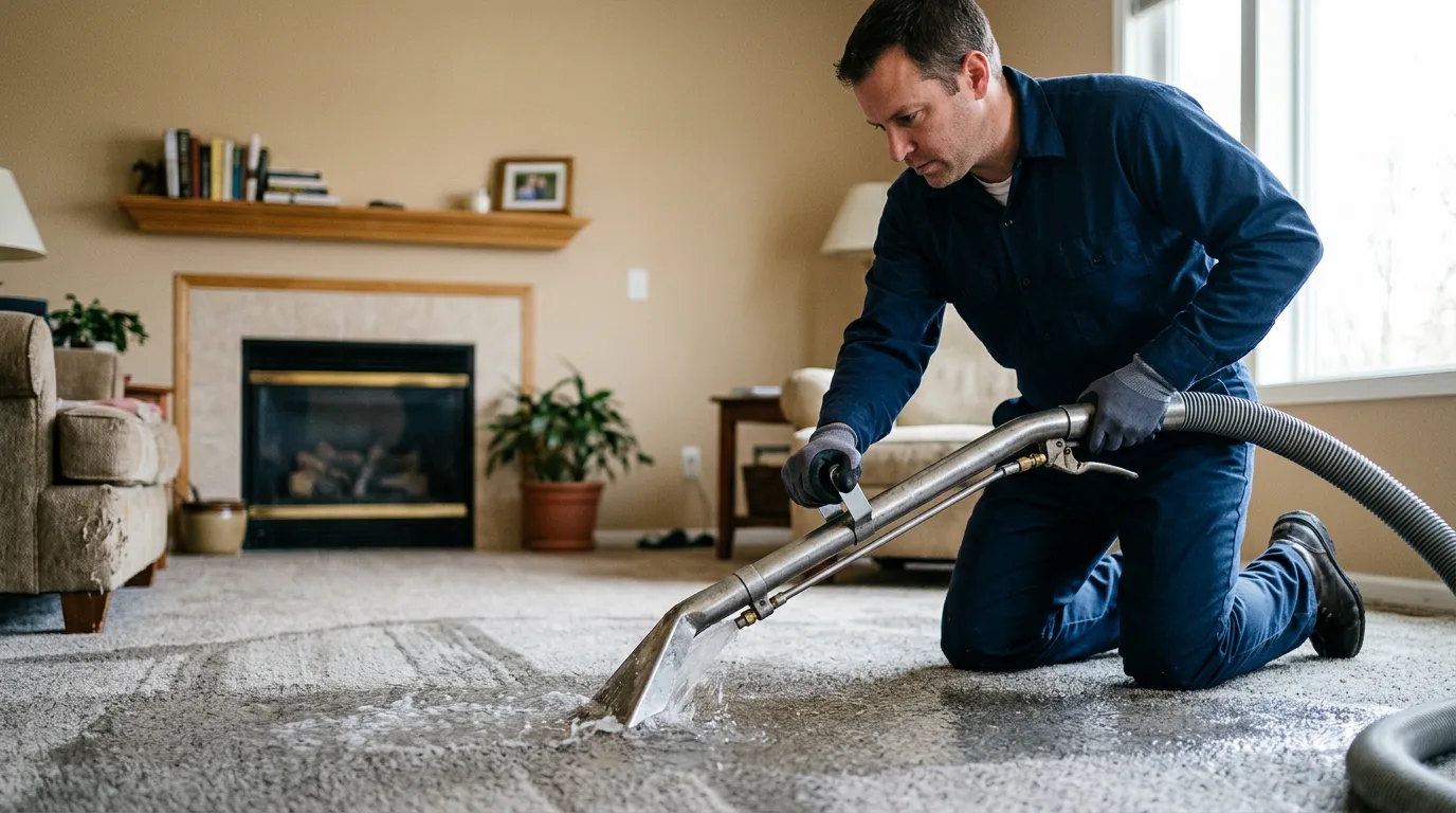 Water damage restoration technician working near Wellman, TX
